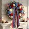 Patriotic Wreath Bow – 27.5" Red, White & Blue 8-Layer Wired Ribbon, Clip-On Stars & Stripes Bow for Memorial Day, Veterans Day & Independence Day Front Door Decor